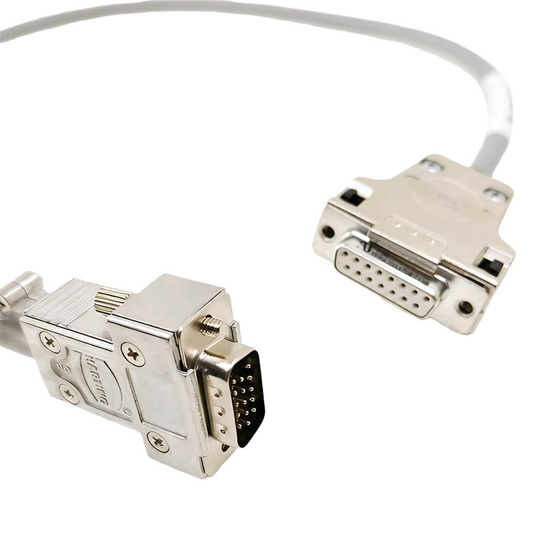 Custom Industrial Wiring Harness DB15 Female To DB15 Male Connection Cable 70cm Length High Flexibility Shielded Encoder Cable