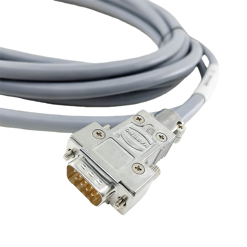 Harting CNC Aluminum Alloy Connector DB9 Male To Female Hall Cable 5M Length Industrial Wire Harness