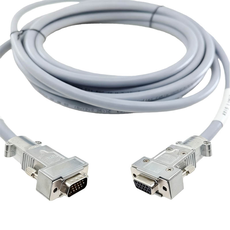 Harting Limit Extension Cable CNC Aluminum Connector HDB15 Female To HDB15 Male Connection Cable 5M Length Custom Industrial Wire Harness